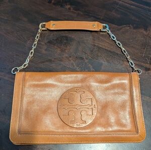 Tory Burch Reva Tan Leather Clutch